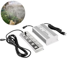 VEVOR Mist Maker Fogger 10 Head Ultrasonic Mist Fogger with Waterproof Power Supply Ultrasonic Fogger Humidifier Stainless Steel Pond Mister Fogg