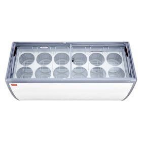 VEVOR Commercial Ice Cream Display Case, 20 Cu.ft Chest Freezer, Mobile Glass Top Deep Freezer, Restaurant Gelato Dipping Cabinet with 12 Large T