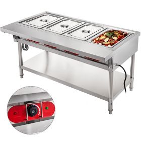 VEVOR Steam Table Food Warmer 4 Pot Steam Table Food Warmer 18 Quart/Pan with Lids with 7 Inch Cutting Board Commercial Electric Food Warmer Bain