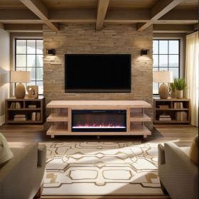 Laurel Canyon 82 inch Fireplace TV Stand for TVs up to 90 inches, Minimal Assembly, Natural Finish